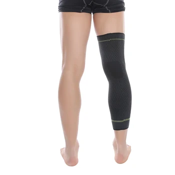 Hot elastisk gul-grön rand sport förlänga knä pad ben ärm icke-slip bandage komprimering ben varmare för män och kvinnor