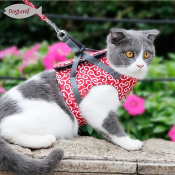 Japansk Blomma Design Valp Hund Katt Gå Sele Med Koppel