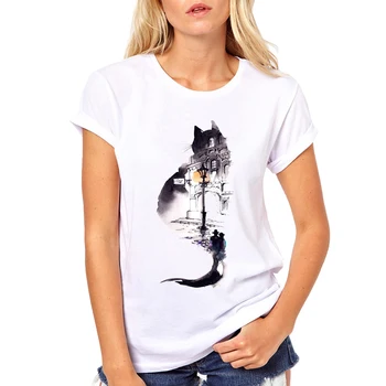 Kvinnor Mode Söt t-shirt Chihuahua mops/Kitty-angel/Yorkshire hund Tryckt Tee kort ärm Nyhet design kläder