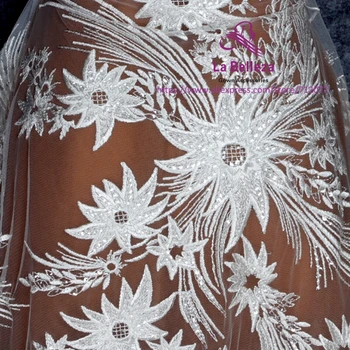 La Belleza nya klänning spets tyg rayon på nät broderier off white tung spets tyg 1 meter