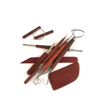 Lera med Rätt Verktyg av Högsta Kvalitet Keramik Röd Trä Keramik Polyler Band Hoop Trimning Kniv Set Art Supplies 8st som Verktyg
