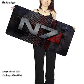 Mairuige Mass Effect N7 Logo Anpassade för bärbara Spel Stor Låsning Kanten musmatta mus Tangentbord Mat Underlägg för CSGO DOTA
