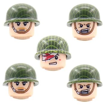 Militära WW2 Soldat Siffror Tillbehör byggstenar OSS Tank Infanteri Sårad Soldat Visir Hjälm Delar Tegel Leksaker