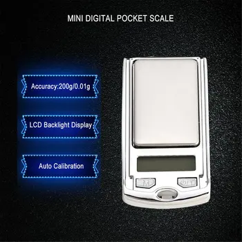 Mini Digital Pocket Skala 200g 0.01 g Precisio n g/dwt/ct Vikt att Mäta för Kök Smycken Apotek Tara Väger