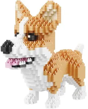 Mini-Tecknad Hund Block som Tegel Tax och Jack Russell Schnauzer Husky Corgi Pet Barn Pedagogiska DIY Byggnad Leksak