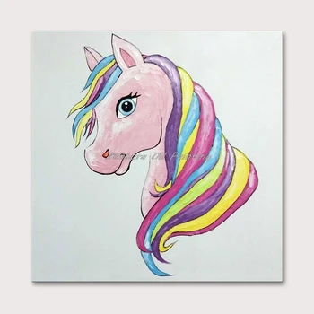 Mintura handmålade oljemålningar på Duk Rainbow Häst Väggen Bilden För Vardagsrum heminredning Wall Art Nr Inramade