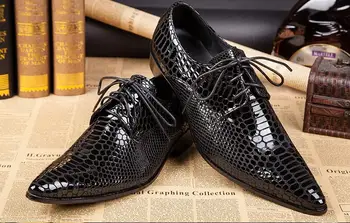 Mode av Hög kvalitet lyxiga män svart serpentin patent läder och män Bal och Bankett handgjorda loafers manliga klä lägenheter