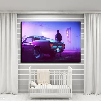 Moderna Populära Modulära Duk Målning HD Skriver heminredning 3 Stycken Wall Art Ford Mustang Scorpion Edition Bilder Konstverk