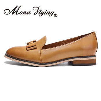 Mona Flygande Kvinnor Läder Penny Loafers Hand-made Kausala Tofs Komfort Slip-on Skor för Kvinnor Damer FLX18-18