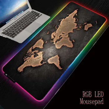 MRGRGB världskartan Gaming musmatta Stor RGB-musmatta 7 Typer av Ljus och Belysning Lägen Dator LED-Bakgrundsbelysning Mousepad