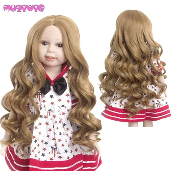 MUZIWIG Rosa och Guld för att välja Jätte Vågigt Lockigt Docka-Peruk hår för 18 tums American Doll hemmagjord Dockor Peruker Tillbehör