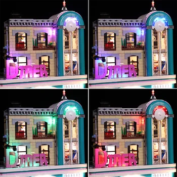 Märke LED-Ljus Up Kit Leksak För lego 10260 Centrala Diner Skapare Stadens gatubelysning Ställa Julklapp