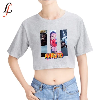 Naruto 2D-Kort Mode Sommaren Kort Ärm Bomull T-Shirt 2019 Nya Sexiga K-pop Hot Lady Street Kort T-Shirt Sommaren Het Försäljning