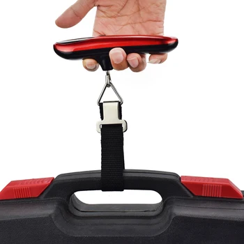 NEWACALOX 50kg/110lb Pocket Bagage Skala Electronic Travel Vikt Skala LED Digital Mini Fisk Krok att Hänga Skala Kök Vikt