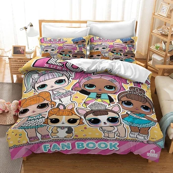 Nya LOL överraskning docka sängkläder set påslakan och örngott hem textil heminredning tillbehör för barn födelsedagspresenter