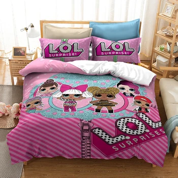 Nya LOL överraskning docka sängkläder set påslakan och örngott hem textil heminredning tillbehör för barn födelsedagspresenter