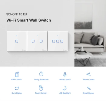Nya Sonoff T0 Smarta Hem Wall Light Touch Trådlösa Handkontrollen Växla wi-fi trådlöst LAN LED-Lampa Avlägsna Ljus App Touch-Kontroll Smart Switch