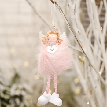 Nytt År 2020 Eller Söta Jul Silke Plysch Angel Doll Xmas Tree Prydnad Noel Jul Dekoration för Hem Navidad 2021 Inredning
