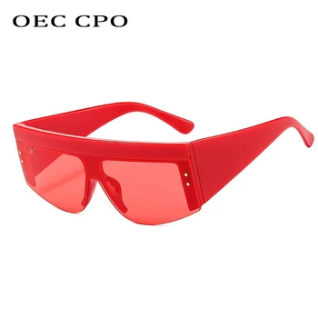 OEC CPO Överdimensionerade Hälften ram Solglasögon för Kvinnor Ny Steampunk Rektangel Solglasögon Män Nyanser Retro Damer Fyrkantiga Glasögon UV400