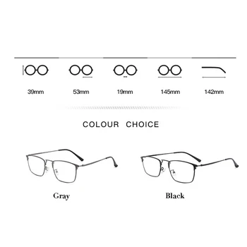 Optiska Glasögon Prescription Eyewear Ram Glasögon med Magnetiska Polariserade Clip-on metallram Glasögon Full Rim Rektangulär
