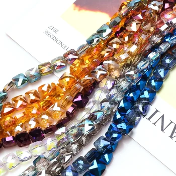 Platta Fyrkantiga Glas Pärlor För Smycken Gör 6/8 MM Crystal Lampwork tjeckiska Pärlor Armband För Charms Hantverk Murano DIY-Tillbehör
