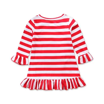 Princess Dress 2018 Varumärket Baby Flickor Klänningar Randig Jul Applikationer Bomull Casual Barn Att Klä Barnen Kläder Vestidos