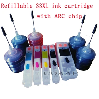 Påfyllningsbara 33XL ink cartridge kit + 150 ml Dye bläck för EPSON XP-530 XP-830 XP-540 XP-900 XP-630 XP-640 XP-635 XP-645 Skrivare