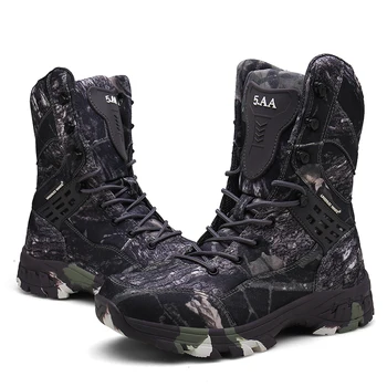 R. XJIAN varumärke utomhus fotvandring skor för män kamouflage jakt stövlar hösten och vintern arméns taktiska bekämpa stövlar vattentät nylon