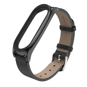 Rem för Mi Band 5 4 3 PU Läder Correas för Xiaomi Xiomi Pulseira Miband 5 Armband Smart Armband för Mi3 NFC Metall Opaska