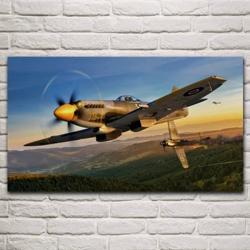 Spitfire mk xive supermarine fw 190d 9 fighter bomber vardagsrum hem dekoren väggdekoration canvas tyg affischer KN184