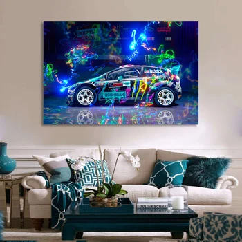 Super Cool Färgglad Bil sportbil Affischer Wall Art Bilder Målning Vägg Konst för Vardagsrum heminredning (Ingen Ram)