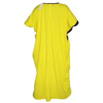 Tilapia casual överdimensionerade mode stora elastisk kvinnor gul klänning maxi lång och gedigen plus size batwing ärm vestidos