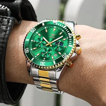 Topp Varumärke För Män Klocka Grön Lyx Mode Vattentät Quartz Klockor Sport Rostfritt Stål Dyka Rolexable Armbandsur Reloj Hombre