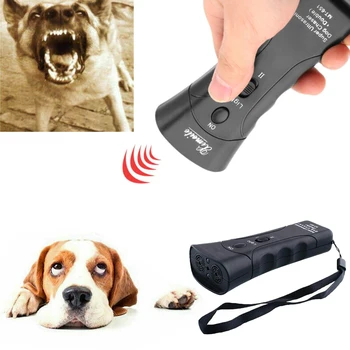 Ultraljud Hund Chaser Aggressiv Attack Hundar Repeller Husdjur Utbildare LED-Ficklampa Användbara Pet Supplies Hund Utbildning Verktyg