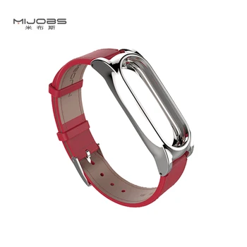 Ursprungliga Mijobs För Xiaomi Mi-Band 2 Läder Armband Strap Smart Armband Miband 2 Skruvlösa Metall För Mi Band 2 Ram