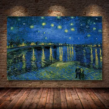 Van Gogh Starry Natt, Canvas Tavlor Replik På Väggen Impressionistiska Stjärnklar Natt Canvas Bilder För Vardagsrum Cuadros