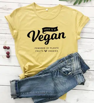 Vegan-Shirt för Kvinnor. Stolt över att vara Vegan grafisk roliga ren bomull casual hipster ung hipster slogan citerar t-shirt t-shirtar och toppar