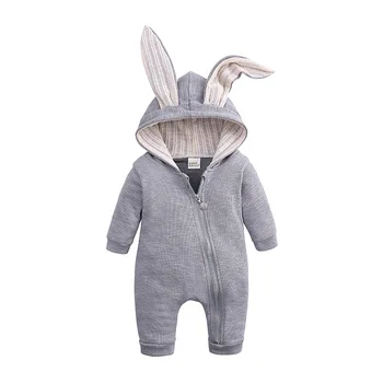 Vintern Hösten Nyfödda Baby Romper Bunny Babykläder 1 År Bomull Hoodie Barn Varm Flicka Mode Spädbarn Kostym Pojkar Outfits