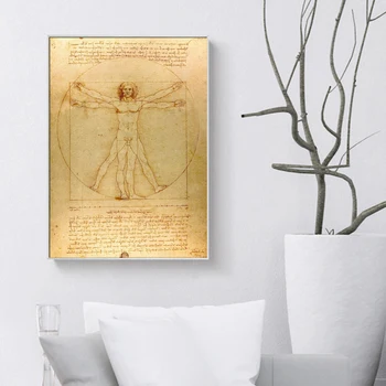 Vitruvianske Mannen Berömda Art Canvas Tavlor Av Leonardo da Vinci Klassisk Vägg Konst Affischer Och Utskrifter Wall Art Bilder Cuadros
