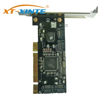 XT-XINTE PCI-Lägg på Kort 4 Portar SATA 1,5 Gbps för Sil-3114-Kretsuppsättning RAID-Controller-Kort för PCI-Standarden 2.3 Skrivbordet