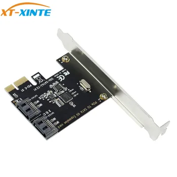 XT-XINTE PCIe-kortplats för PCI Express-SATA 3.0 2-Port SATA III 6G expansionskort Adapter PCIE-styrenhetskort